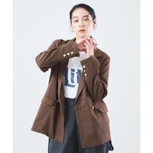 ジャケット テーラードジャケット チェック　ダブルジャケット レディース
