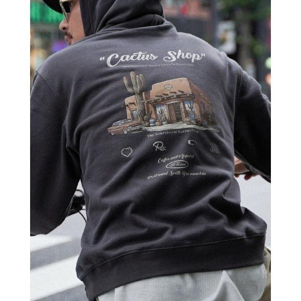 パーカー カクタスショップバックプリントスウェットパーカー メンズ