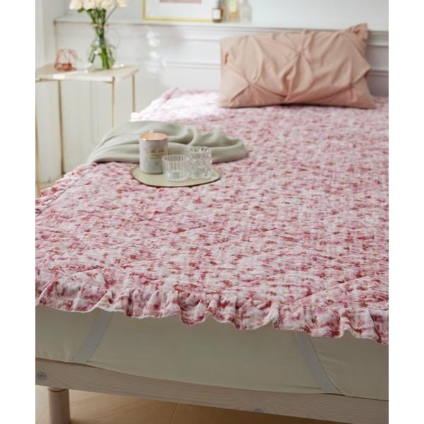 ベッド 寝具 ツイード柄フリル敷きパッド│セミダブル「フルーエ/大人可愛い」