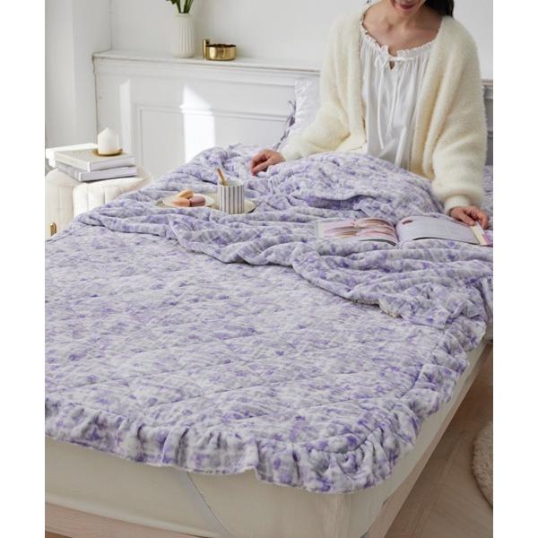 ベッド 寝具 ツイード柄フリル敷きパッド│ダブル「フルーエ/大人可愛い」