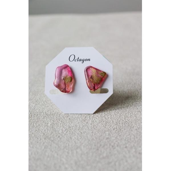 イヤリング 「Octagon」「シーグラスイヤリング」ローズピンク／透明感の彩り　　(MA) レディ...