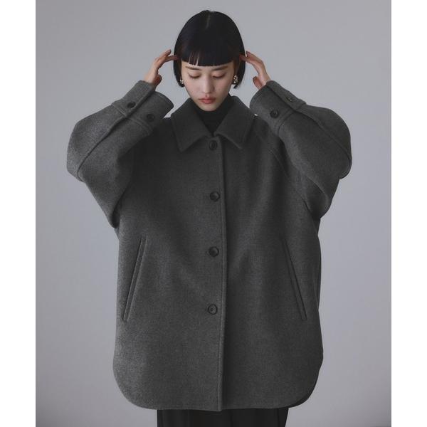 ステンカラーコート コート Super140メルトンシャツコート レディース