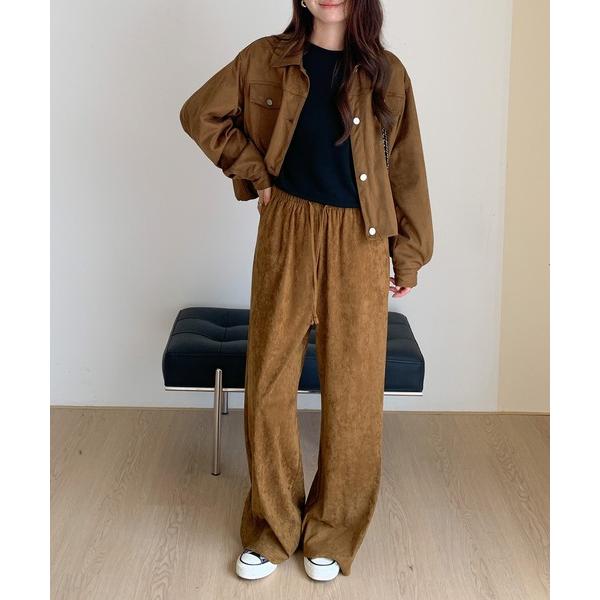 パンツ フェイクスエードワイドパンツ レディース