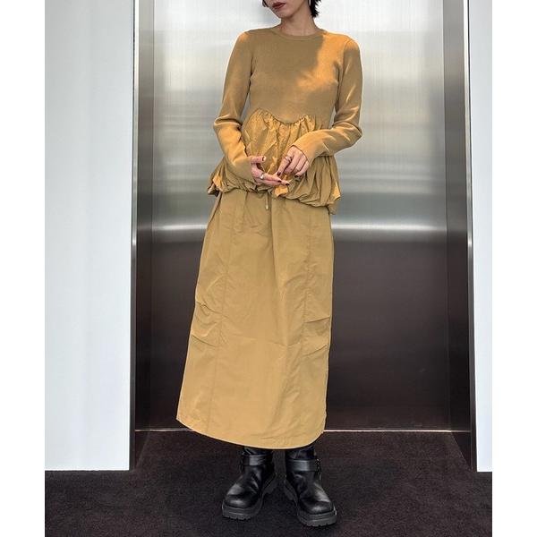 ワンピース BALLOON DETAIL KNIT DOCKING DRESS