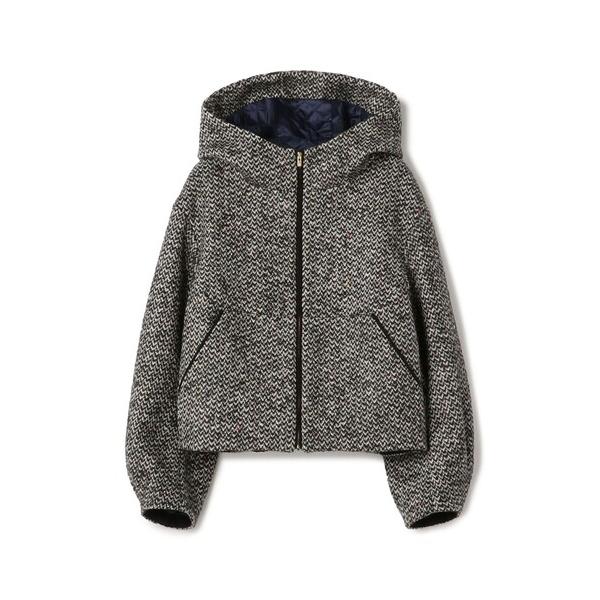 ブルゾン アウター カラーネップホームスパン フーデットブルゾン レディース