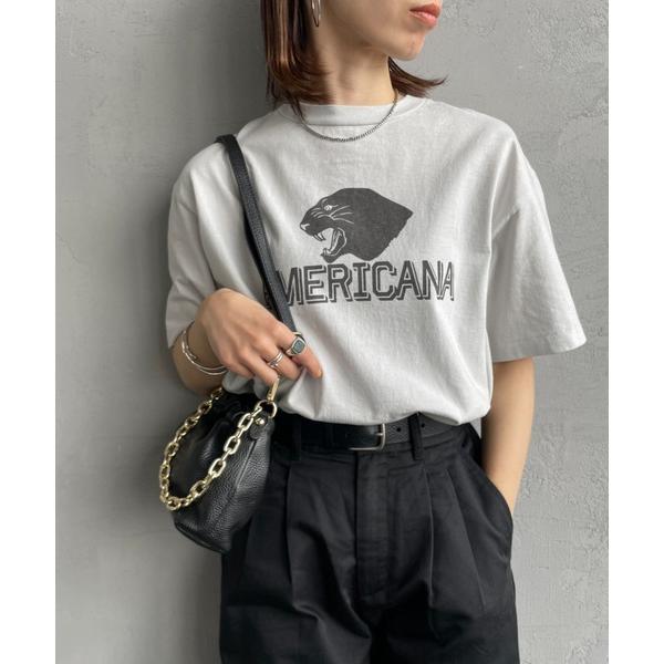 「AMERICANA」 半袖Tシャツ F ライトグレー レディース