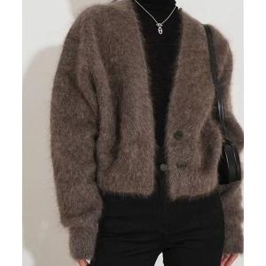 カーディガン モヘアライク Vネック カーディガン レディース メンズ
