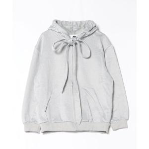 パーカー ribbon zip-up hoodie レディース