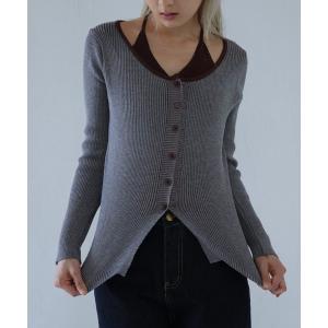 ニット セーター layered rib knit top レディース