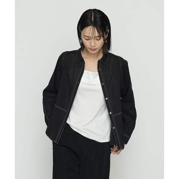 ブラウス シャツ ドライオーガンジー ステッチワークドルマンシャツ レディース