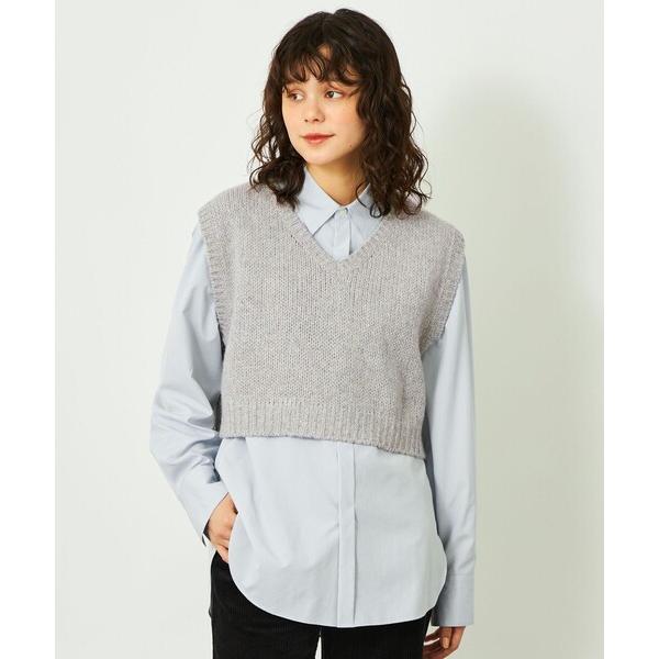 ベスト ジレ GREY LABEL ローゲージショートベスト レディース