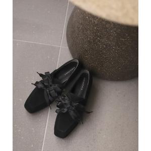 パンプス Firsthand/ファーストハンド スウェードライク リボン レースアップ シューズ (22.5〜24.5cmサイズ展開)