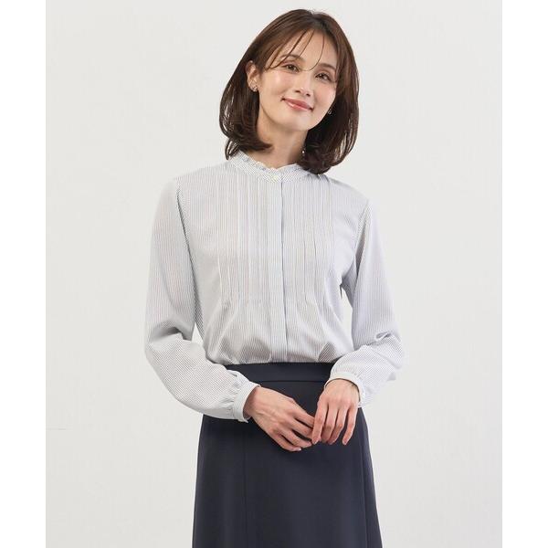 ブラウス シャツ ソフトジョーゼット ストライプ プリント ブラウス レディース