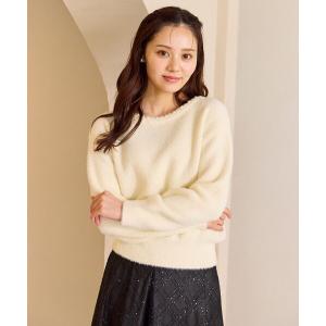 ニット セーター パール付きシャギー ニット レディース