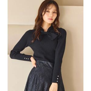 ニット セーター 「先行予約」リボンタイリブ ニット レディース