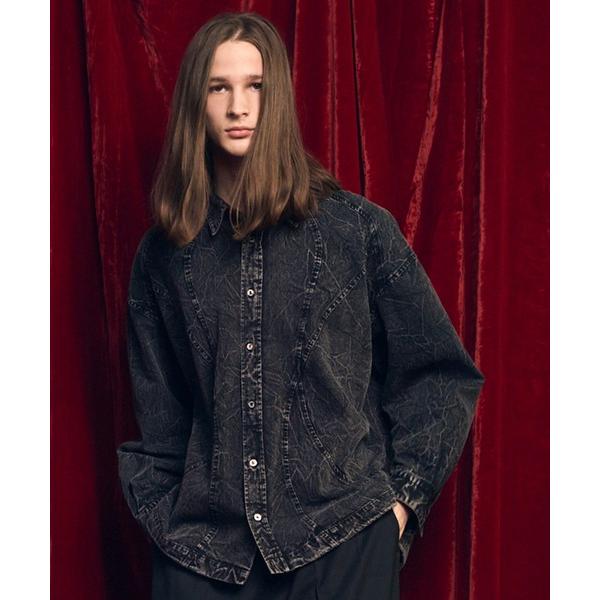 シャツ 「UNISEX」Denim Curved Switching Shirt Blouson/デ...
