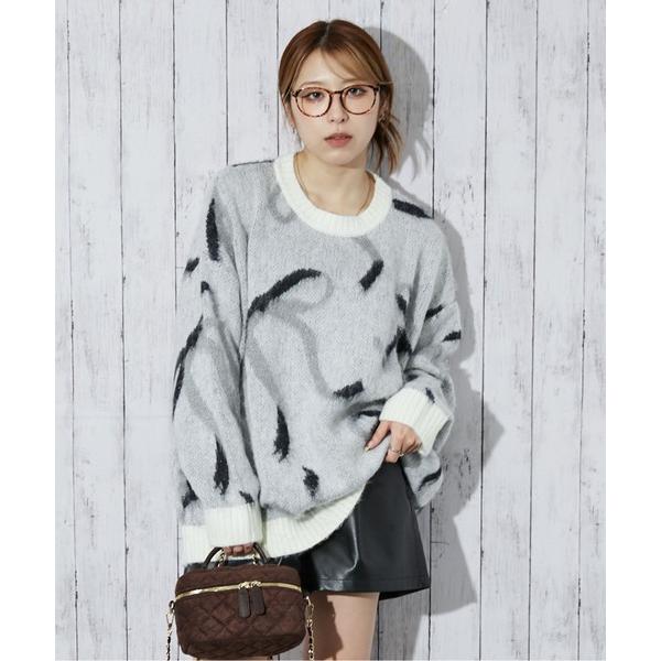 ニット セーター 「リボンモチーフ×起毛タッチ」レディース ニットプルオーバー ゆるシルエット 秋冬...