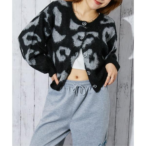 ニット セーター 「レオパード柄×2WAY仕様」レディース 起毛ニットカーデ／プルオーバー 秋冬 レ...