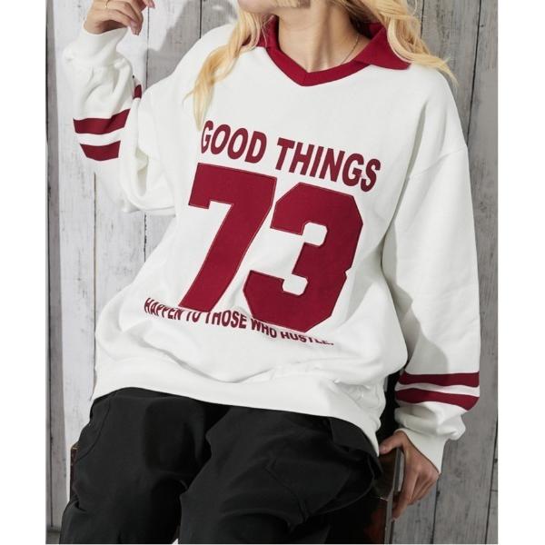 トレーナー スウェット 「衿付き×ナンバリングロゴ」レディース 裏起毛 スウェットプルオーバー スポ...