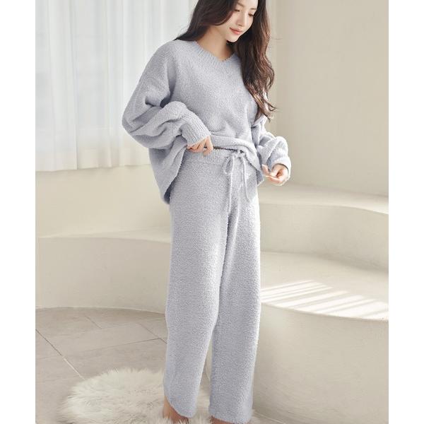 パジャマ ルームウェア 「P.snow」Vネックトップス＆ロングパンツ レディース