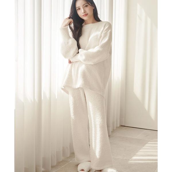 パジャマ ルームウェア 「P.snow」ボートネックトップス＆ロングパンツ レディース