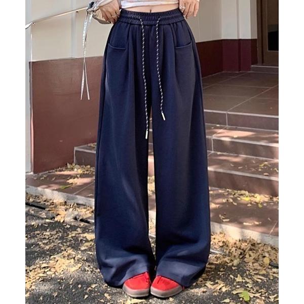 パンツ ふわもこ裏起毛ワイドパンツ レディース