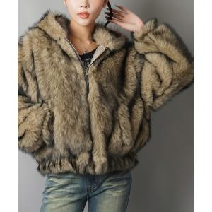 ブルゾン アウター フェイクファーブルゾン/コート/フード付き レディース