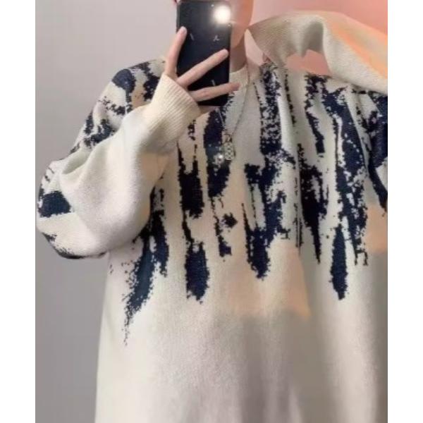 セーター ニット 配色タイダイ柄ビッグシルエットニット/ユニセックス着用可能 メンズ レディース