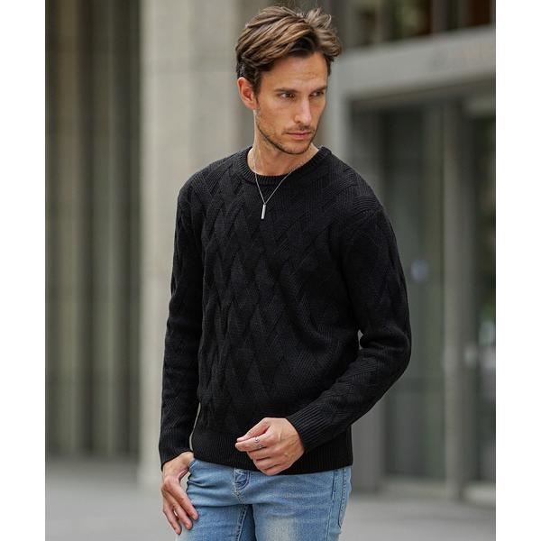 セーター ニット 「SOMEDIFF」 7GG変わり編みニット メンズ セーター クルーネック Vネ...
