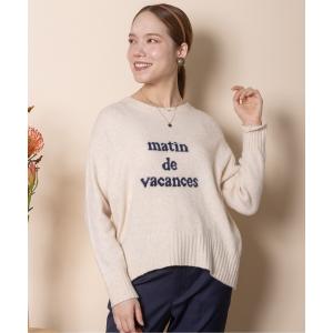 ニット セーター ロゴジャガード　ウール混ニット レディース