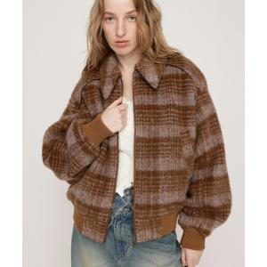 ブルゾン アウター SHAGGY CHECK BZ シャギー チェック ブルゾン 秋服 冬服 レディース