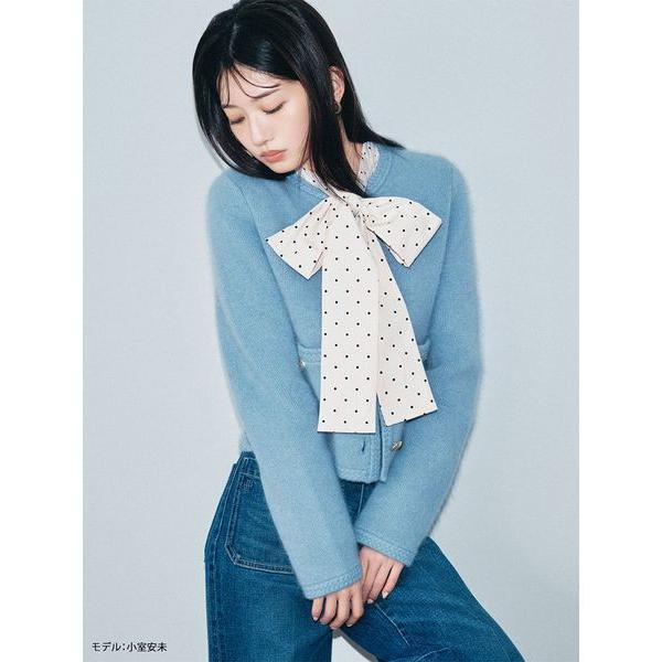 ジャケット ノーカラージャケット 「WEB限定カラー」金釦フォックスニットジャケット レディース