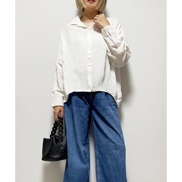 tシャツ コットンキャンブリック　スキッパーブラウス レディース