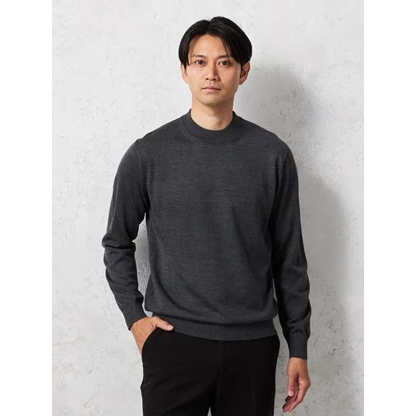 セーター ニット 「アンチピリング/静電気対策/ウォッシャブル」 無地天竺モックネックセーター  保...