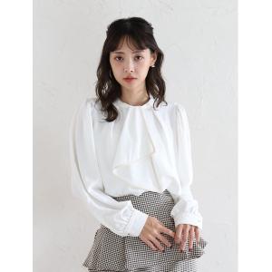ブラウス シャツ 配色ボウタイ2way長袖ブラウス レディース