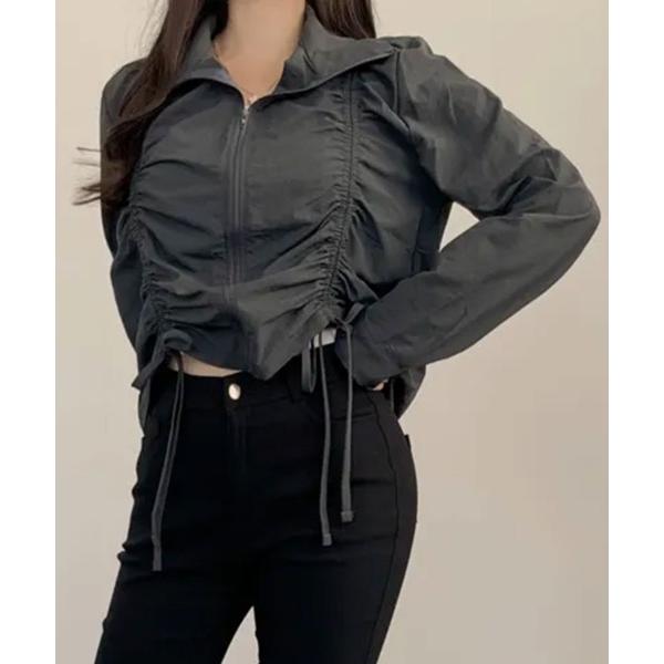 ブルゾン アウター ダブルシャーリング スタンドネック ショート丈ブルゾン レディース