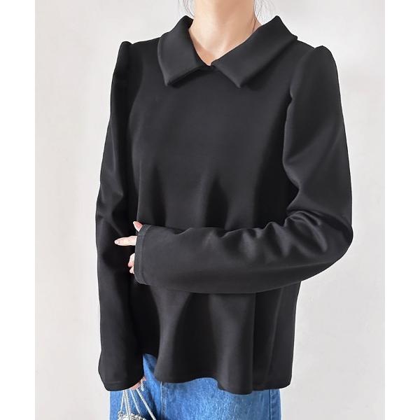 ブラウス シャツ ワイドカラーパフショルダートップス レディース