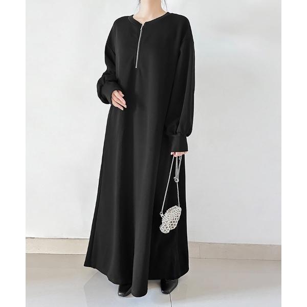 ワンピース クルーネックナチュラルロングワンピース