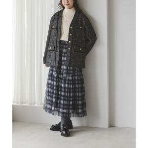 Otte ジャケット ノーカラージャケット ラグジュアリーブルーツイード