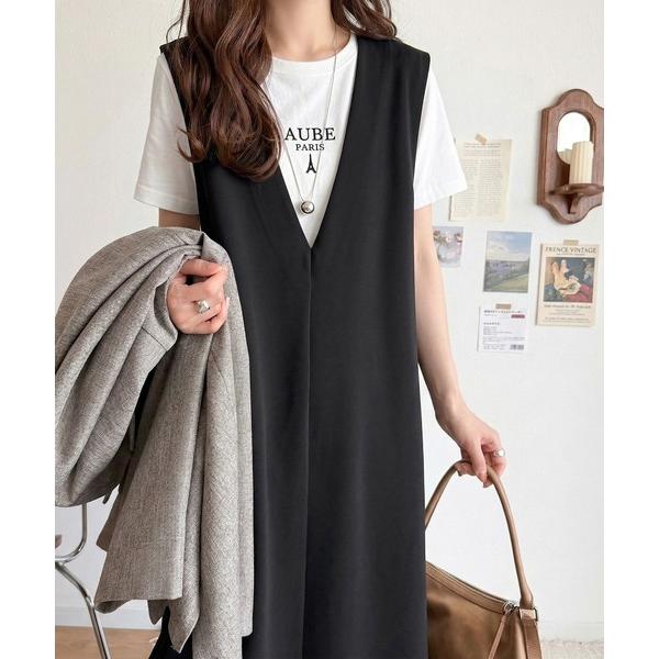 ワンピース 落ち感が美しい。抜け感レイヤードも叶う、上品カットジョーゼットワンピース（ロング丈）