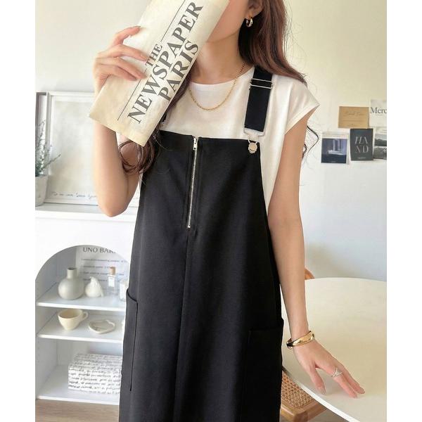 ジャンパースカート ふんわりフォルムが魅せる大人の抜け感♪バッククロスジップデザインバルーンジャンス...