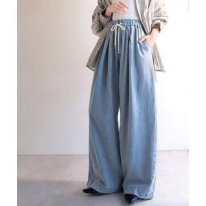 ジーンズ デニム デニムパンツ 「JaVaジャバコラボ」綿100％で軽やか×ナチュラルな風合い。ライトオンスデニムイージーバギーパンツ レディース｜ZOZOTOWN Yahoo!店