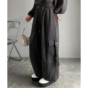 スウェットパンツ ジャージ 「marina×クラシカルエルフコラボ」トレンド感のあるワイドシルエット、大人の抜け感を演出♪裏毛スウェットカーゴパンツ