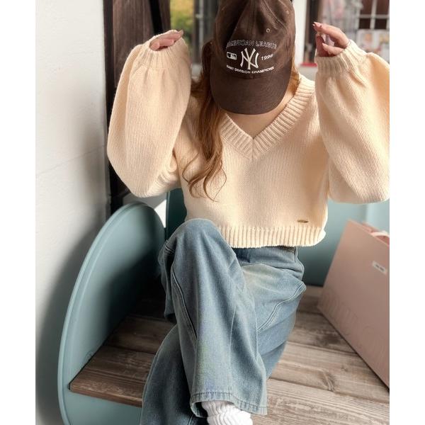 ニット セーター 「AYA×クラシカルエルフコラボ」ふんわり可愛く、きらっと上品。プレート付きクロッ...