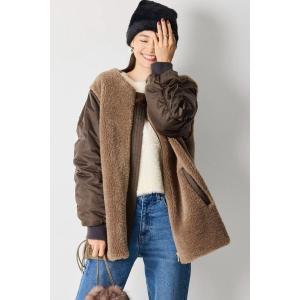 コート アウター ナイロンボア切替コート レディース