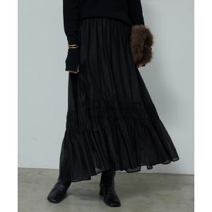 スカート ギャザーフレアスカート