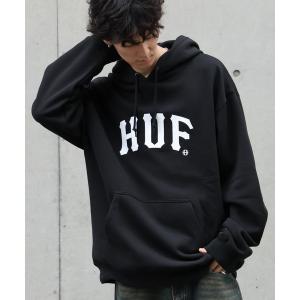パーカー 「HUF/ハフ」ARCH P/O HOODIE/裏起毛 ロゴプリント プルオーバーパーカー メンズ レディース