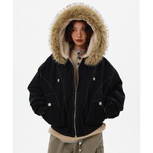 ブルゾン アウター ボリュームファーフード付きショートブルゾン メンズ レディース