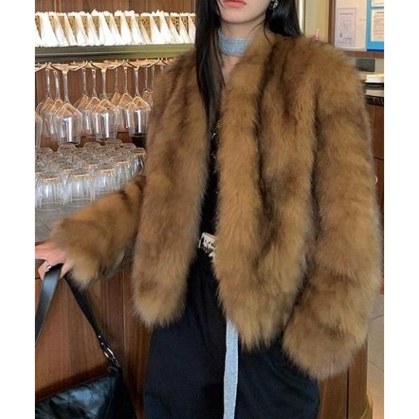 ジャケット ノーカラージャケット エコファーノーカラーコート レディース メンズ