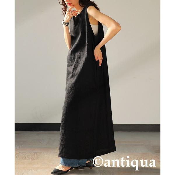 「antiqua」 ノースリーブワンピース R ブラック レディース